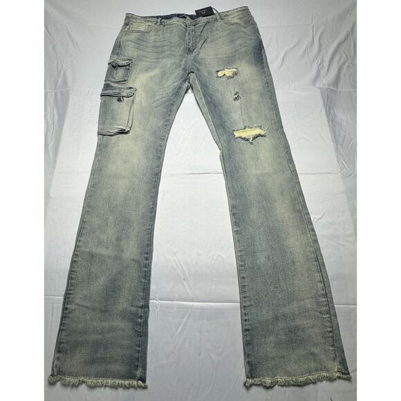 Reign Other - NWT Pure Reign Men’s Distressed Cargo Pocket Denim Jeans - size 42x40